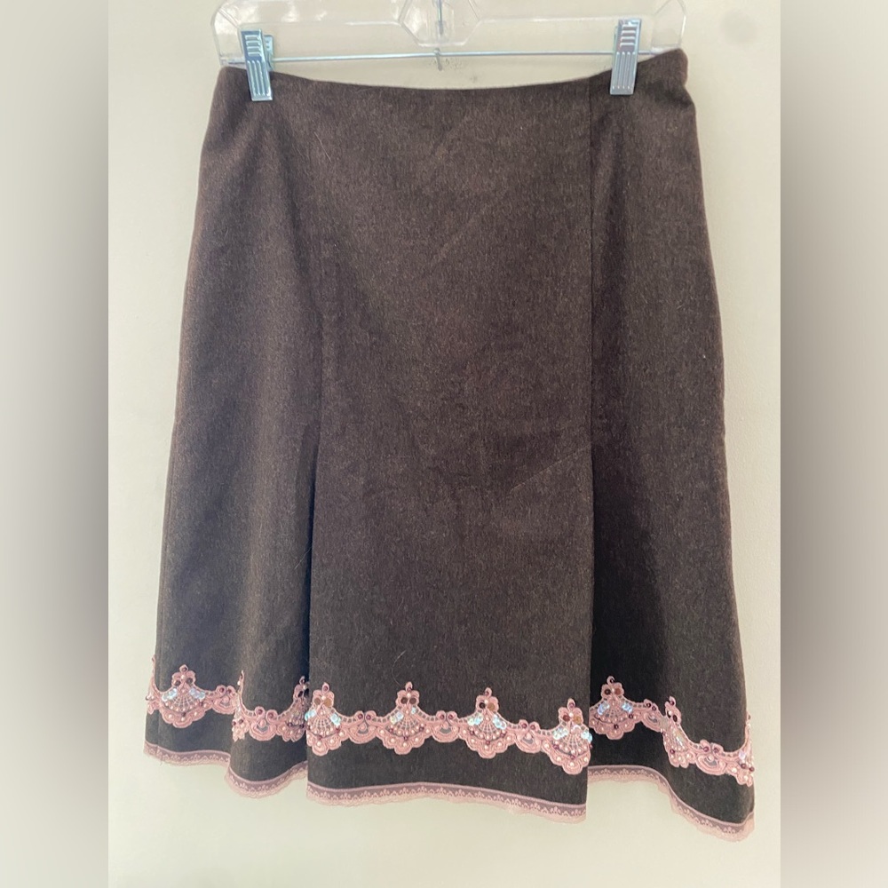 Express Wool Blend Skirt w Lacy Beaded Trim-Fully Lined-Sz 8